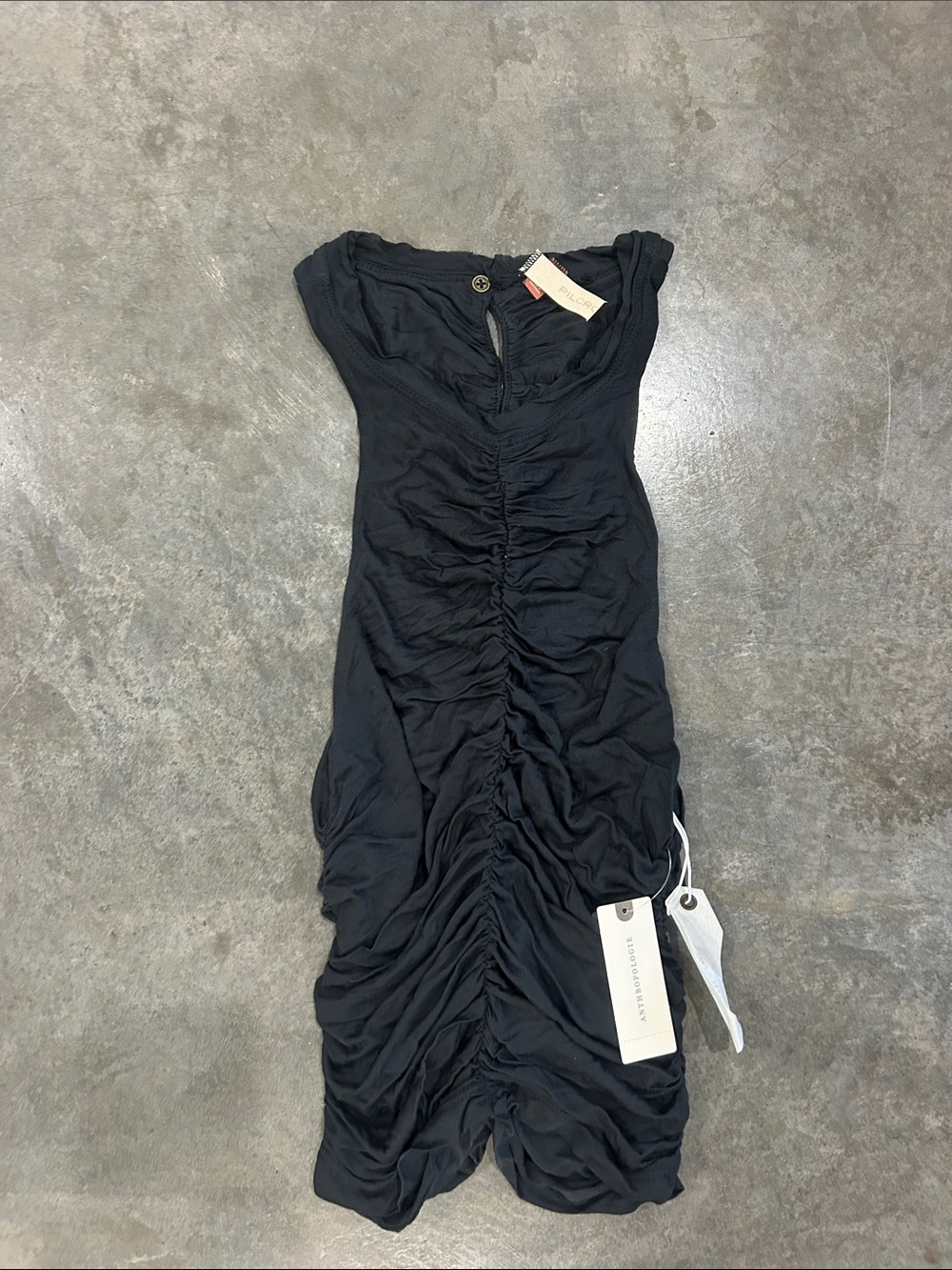 Anthropologie Black Ruched Tank Top